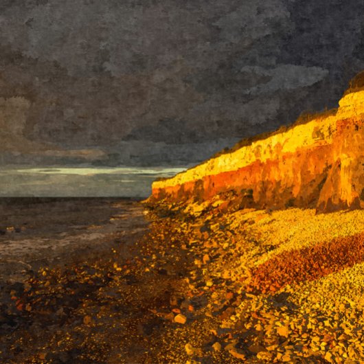 Landend End Sunset Enys Dodnan Armed Knight Cornwa Postkarte