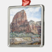 Landende Zion Nationalpark-Engel - Digital-Farbe Silbernes Ornament (Links)