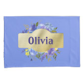 Länder Blume Blauer Lila Blumen und Gold Kissenbezug (Vorderseite-Rechts)