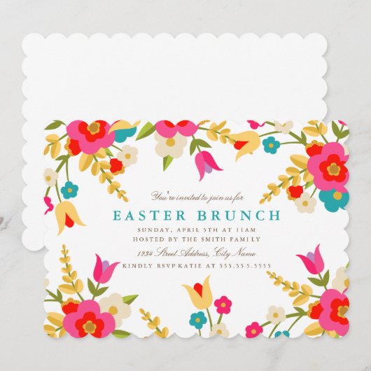 Länder Blume Ostern Einladung (Vorne/Hinten)