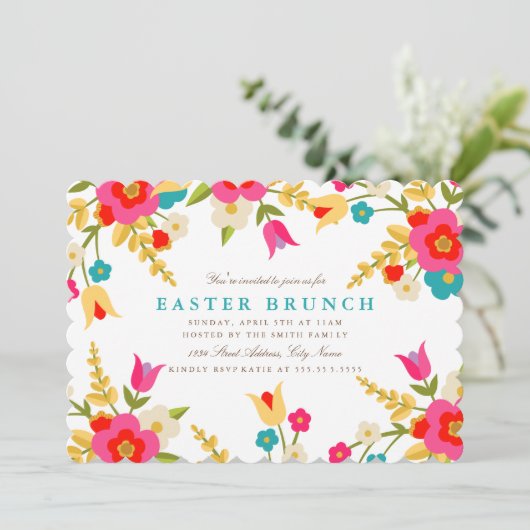 Länder Blume Ostern Einladung (Stehend Vorderseite)