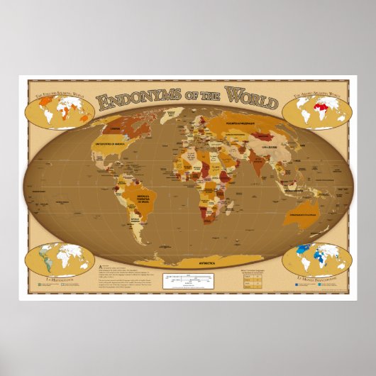 Länder der Welt in ihrer Landessprache (Endonyme) Poster (Vorne)