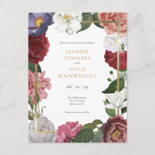 Länder Rose Imitate Gold Foil Save the Date Postkarte