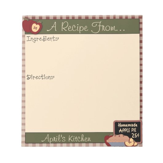 Länderäpfel Rezept Notepad Notizblock (Vorderseite)