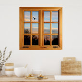 Länderbild mit Fenster "Bird Square Imitats" Poster (Küche)