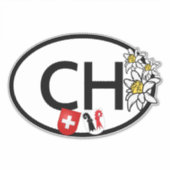 Ländercode der Schweiz Swiss & Basel Wappen Aufkleber (Vorderseite)