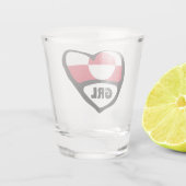 Ländercode des Grönlands Flaggenherz, GRL Schnapsglas (Rückseite)