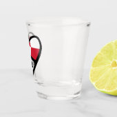 Ländercode des Grönlands Flaggenherz, GRL Schnapsglas (Rechts)