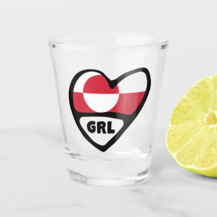 Ländercode des Grönlands Flaggenherz, GRL Schnapsglas