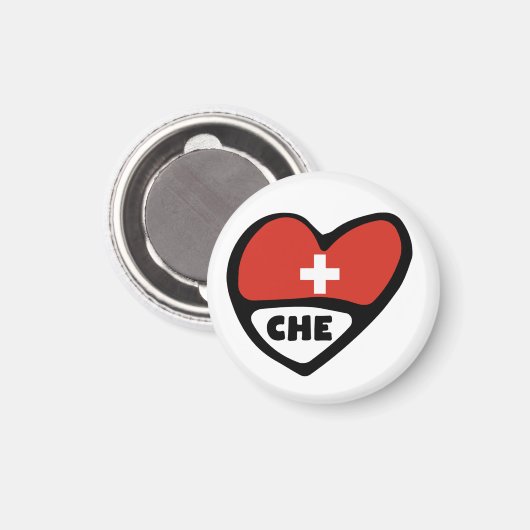Ländercode-Flag-Herz der Schweiz, CHE Magnet (Vorderseite/Rückseite)