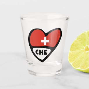 Ländercode-Flag-Herz der Schweiz, CHE Schnapsglas