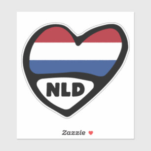 Ländercode Flaggenherz der Niederlande, NLD Aufkleber