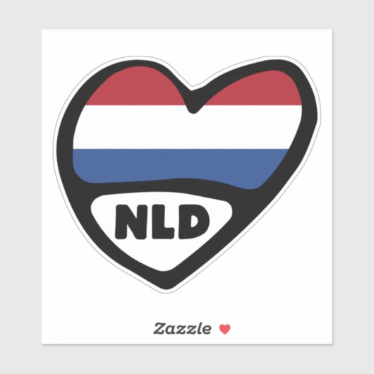 Ländercode Flaggenherz der Niederlande, NLD Aufkleber (Blatt)