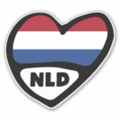 Ländercode Flaggenherz der Niederlande, NLD Aufkleber (Vorderseite)