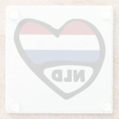 Ländercode Flaggenherz der Niederlande, NLD Glasuntersetzer (Rückseite)