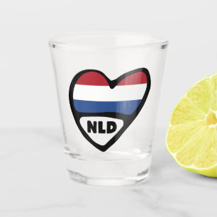 Ländercode Flaggenherz der Niederlande, NLD Schnapsglas