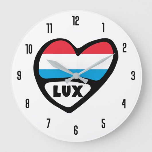 Ländercode Luxemburg, LUX, Lëtzebuerg Große Wanduhr (Vorderseite)