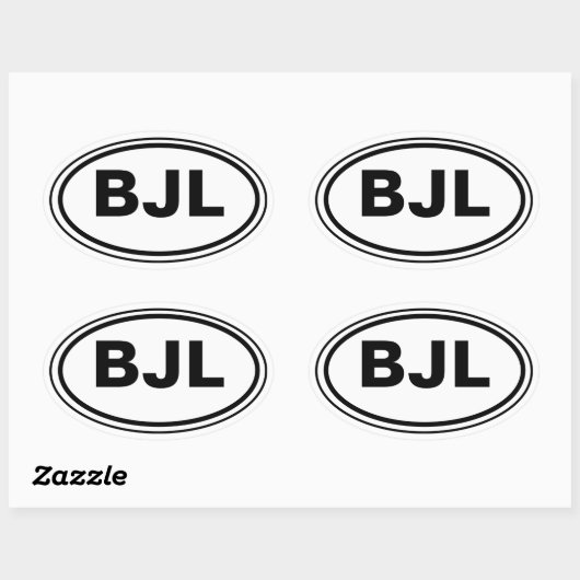 Ländercode mit Ihrem Initialauto Ovaler Aufkleber (Blatt)