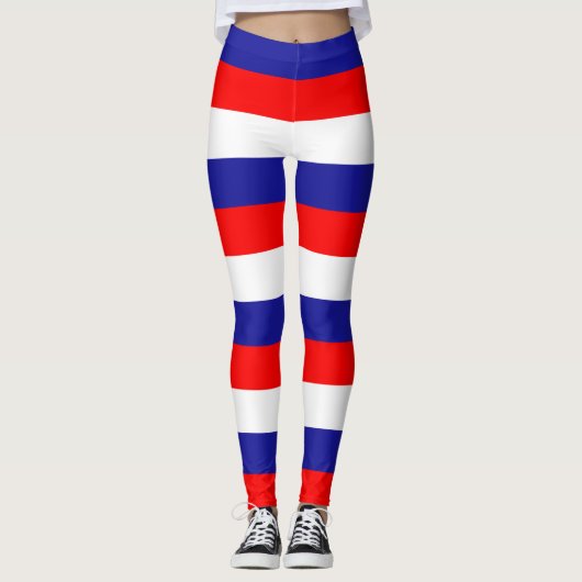 Länderfarben für Kroatien Horizontal gestreift Leggings (Vorderseite)