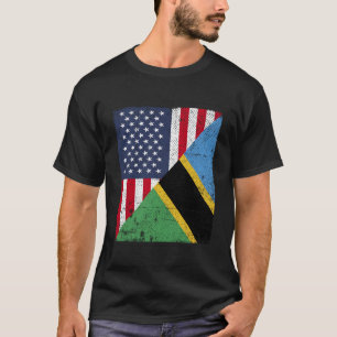 Länderflagge Halbe USA Halb Tansania T-Shirt