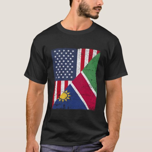 Länderflagge Halbe USA Halbe Namibia T-Shirt (Vorderseite)