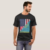 Länderflagge Halbe USA Half Kasachstan T-Shirt (Vorne ganz)