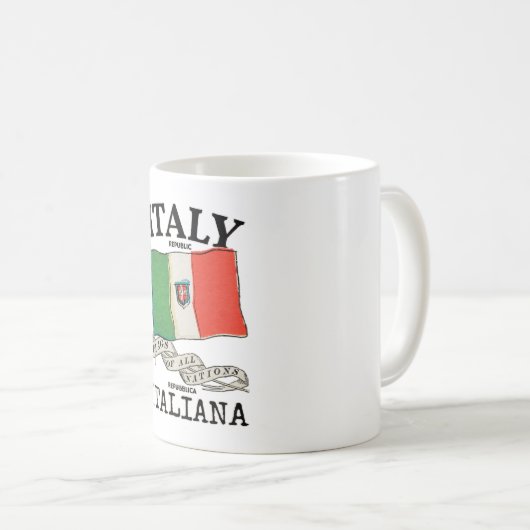 Länderflagge Vintag Italien Kaffeetasse (VorderseiteRechts)