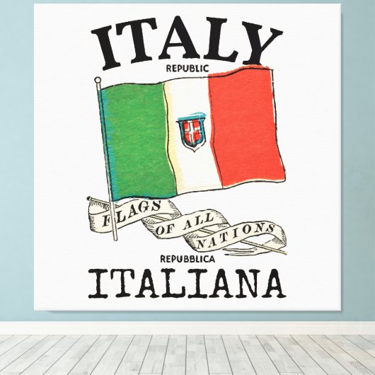 Länderflagge Vintag Italien Leinwanddruck (Insitu (Holzboden))
