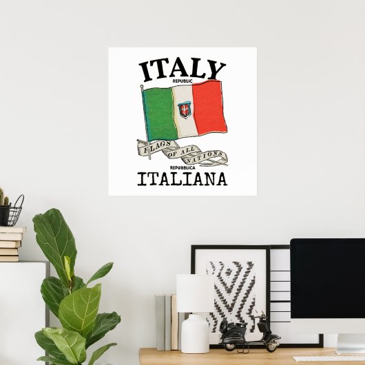 Länderflagge Vintag Italien Poster (Heimbüro)
