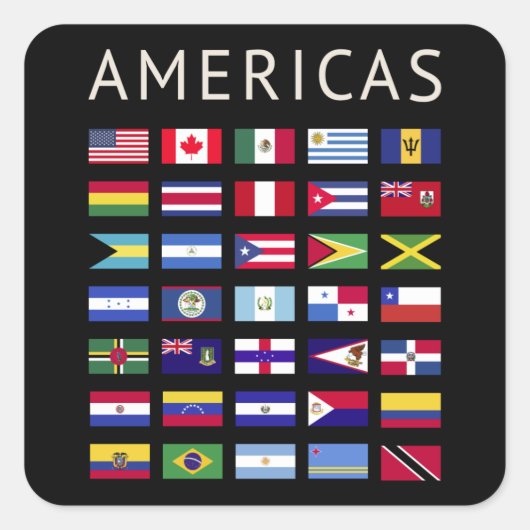Länderflaggen Amerikas nationale Flaggen Amerika Quadratischer Aufkleber (Vorderseite)