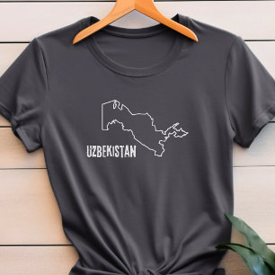 Länderkarte Usbekistan Linienform Usbekische Grenz T-Shirt