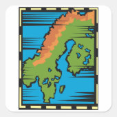 Länderkarten Quadratischer Aufkleber (Vorderseite)