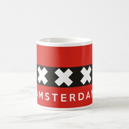 Ländernametext der Amsterdam-Stadtflagge Kaffeetasse (Mittel)