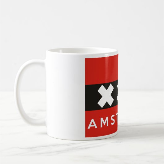 Ländernametext der Amsterdam-Stadtflagge Kaffeetasse (Links)