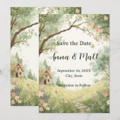 Länderspezifische Hütte Save the Date | Aquarellpi (Vorne/Hinten)