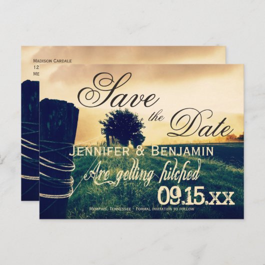 Länderzaun Save the Date Postkarten (Vorne/Hinten)