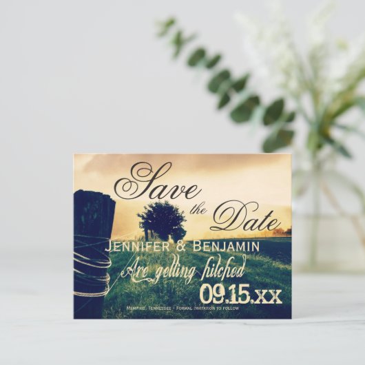 Länderzaun Save the Date Postkarten (Stehend Vorderseite)