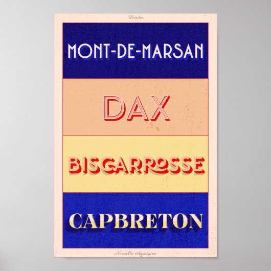 Landes Nouvelle Aquitaine Art Deco Poster (Vorne)