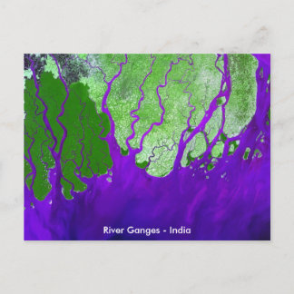 Landes River Delta Satellite Image - Indien Postkarte
