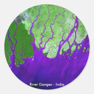 Landes River Delta Satellite Image - Indien Runder Aufkleber