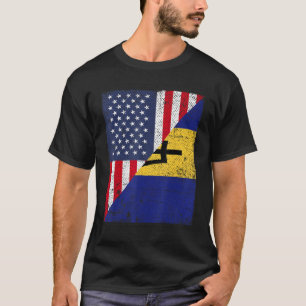 Landesflagge halb USA halb Barbados T-Shirt