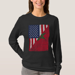 Landesflagge halb USA halb Marokko T-Shirt