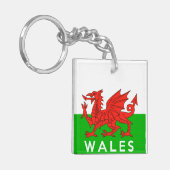 Landesflagge-Textname Waliser Wales Vereinigtes Schlüsselanhänger (Vorderseite links)