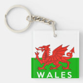 Landesflagge-Textname Waliser Wales Vereinigtes Schlüsselanhänger (Vorderseite)