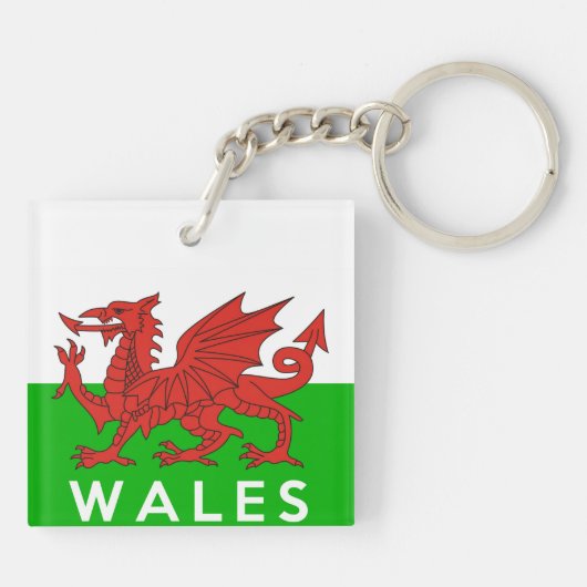 Landesflagge-Textname Waliser Wales Vereinigtes Schlüsselanhänger (Rückseite)