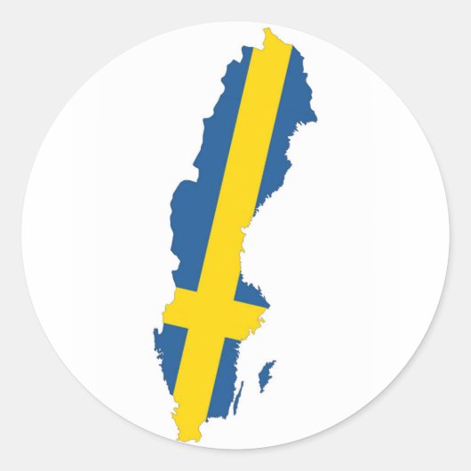 Landesflaggenkarte für Schweden Runder Aufkleber (Vorderseite)