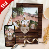 Landeshochzeit | Rustikales Holzschnitt-FotoCollag Einladung