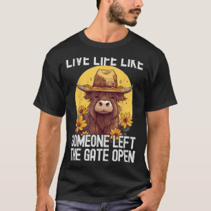 Landfärse Highland-Rind mit Sonnenblumen Bauernhof T-Shirt