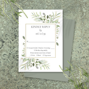 Landgarten Aquarell Grün Hochzeit RSVP Karte