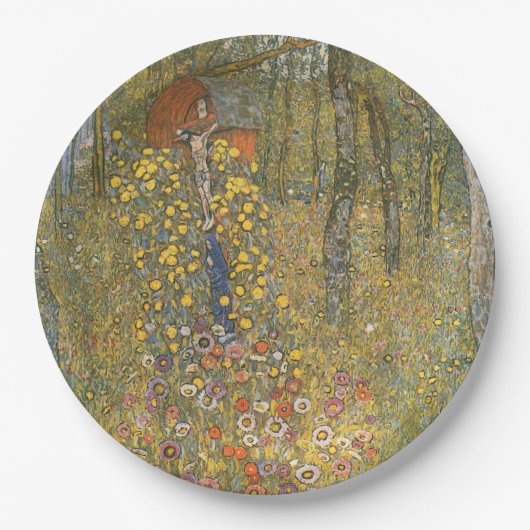 Landgarten mit Kruzifix (von Gustav Klimt) Pappteller (Vorderseite)